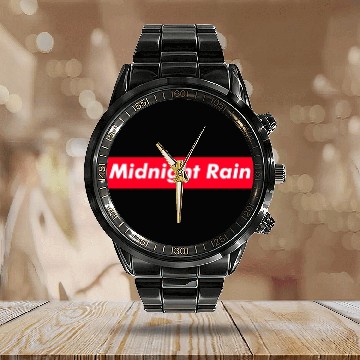 Discover Midnight Rain red boxx Text Gift Music Fan Lover Calendar Steel Band Watch
