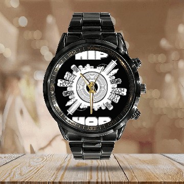 Discover Hip Hop Vinyl City (White) Calendar Steel Band Watch