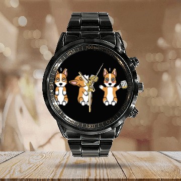 Discover Corgi Beer Lover Calendar Steel Band Watch