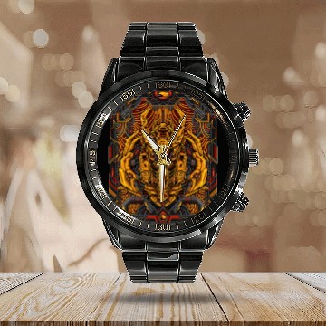 Discover Fiery Mecha Bitcoin Titan Calendar Steel Band Watch