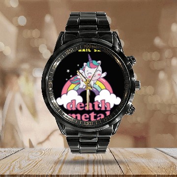Discover Unicorn On Cloud Death Metal Calendar Steel Band Watch