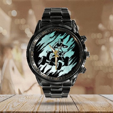 Discover Quad Biker Offroad 4 wheeler Girls ATV Calendar Steel Band Watch