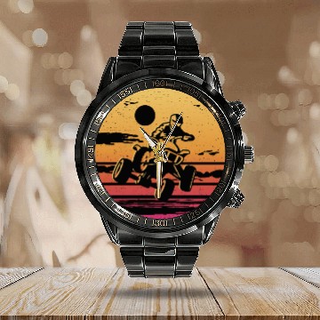 Discover Quad Bike Vintage Design 4 wheeler ATV Calendar Steel Band Watch