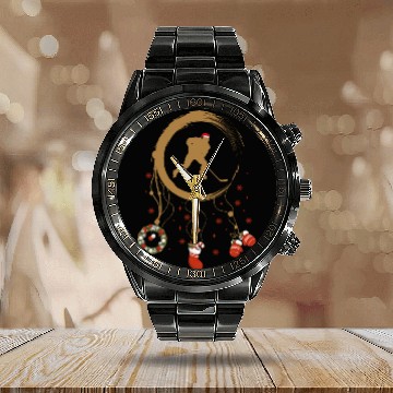 Discover Winter dreamcatcher Christmas Ice hockey Calendar Steel Band Watch