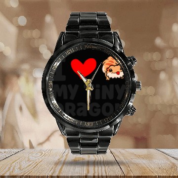 Discover I Love My Tiny Dragon Reptile Pogona Lizard Calendar Steel Band Watch