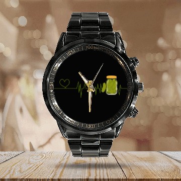 Discover Pickle Lover Heartbeat for Pickles lover Calendar Steel Band Watch