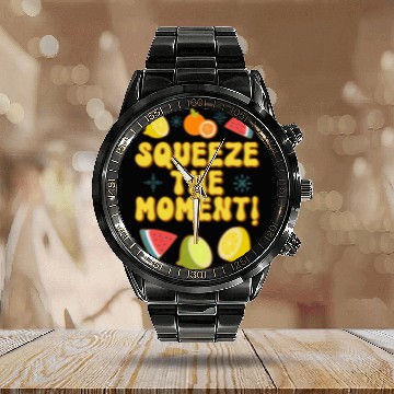 Discover Fruity Christmas Holiday Healthy Winter Season Calendar Steel Band Watch
