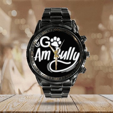 Discover Go Am Bully Bulldog Pet Dog breed Calendar Steel Band Watch