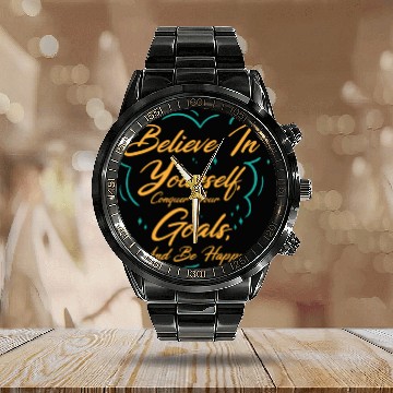Discover Goal Life Quotes Happy Positive Message Calendar Steel Band Watch