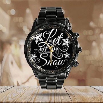 Discover Let It Snow Christmas Snowflake Calendar Steel Band Watch