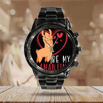 Discover Valentines Day Hearts Day Cupid Love Llama Lover Calendar Steel Band Watch