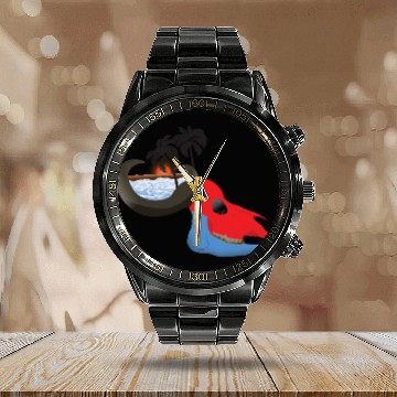 Discover buffalo skull colorful Calendar Steel Band Watch