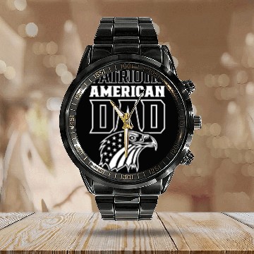 Discover Patriotic American Dad Patriot US USA Calendar Steel Band Watch