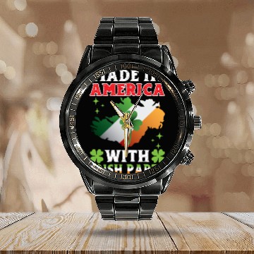 Discover Made In America With Irish Parts Ireland Gaelic Calendar Steel Band Watch