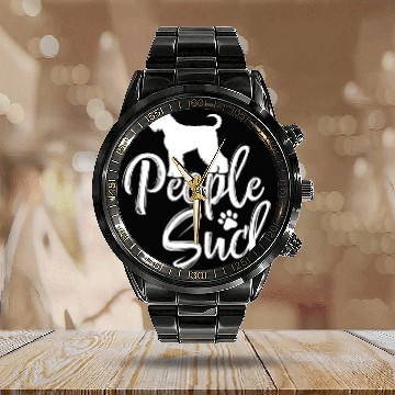 Discover I Love My Black Russian Terrier - "People Suck" Calendar Steel Band Watch