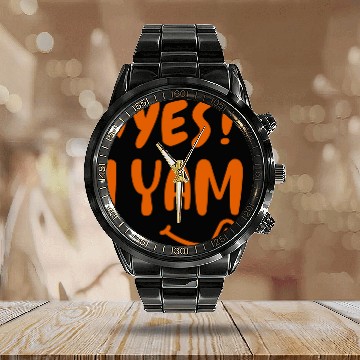 Discover I yam my sweet potato for matching couple Calendar Steel Band Watch
