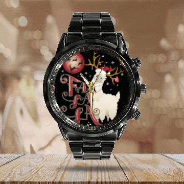 Discover Fa la la llama xmas christmas Calendar Steel Band Watch