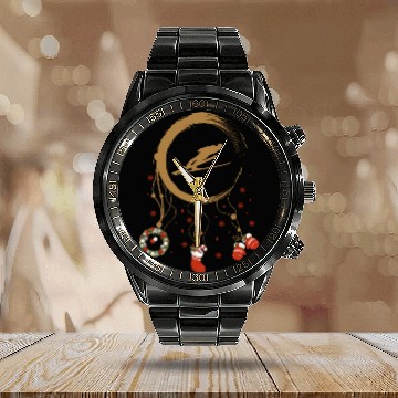 Discover Winter dreamcatcher Christmas Ski jumping Calendar Steel Band Watch