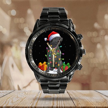 Discover Black Lab Labrador Christmas Lights Pajama Dog Calendar Steel Band Watch