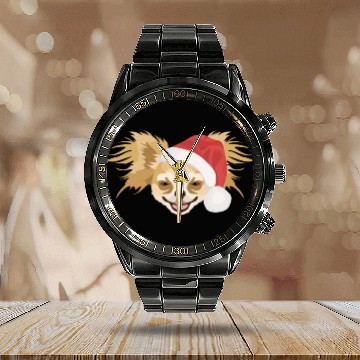 Discover Chihuahua Merry Christmas Calendar Steel Band Watch