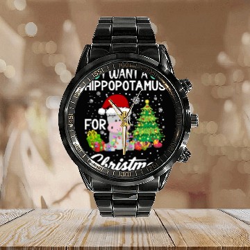 Discover I Want A Hippopotamus For Christmas Hippo Calendar Steel Band Watch