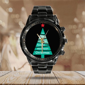 Discover Minimalist Jungle Green Christmas Pine Calendar Steel Band Watch