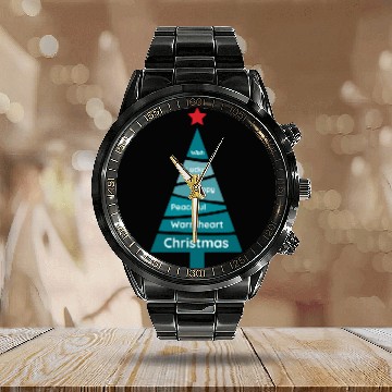 Discover Minimalist Teal Blue Christmas Pine Calendar Steel Band Watch