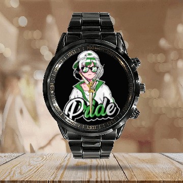 Discover Demiromantic Pride Cool Anime Girl Demiromantic Fl Calendar Steel Band Watch