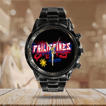 Discover Philippines graffiti flag design Calendar Steel Band Watch