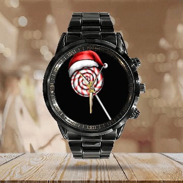 Discover Candy Cane Lollipop Santas Hat Merry Christmas Calendar Steel Band Watch