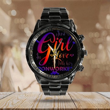 Discover Just A Girl In Love With Her Ironworker Calendar Steel Band Watch
