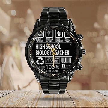 Discover High School Biology Teacher Calendar Steel Band Watch - Multitasking