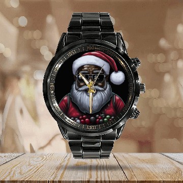 Discover Black Santa, African American Santa Claus Calendar Steel Band Watch