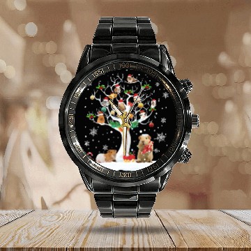 Discover Guinea Pig Christmas On Winter Tree Goat Lover Calendar Steel Band Watch