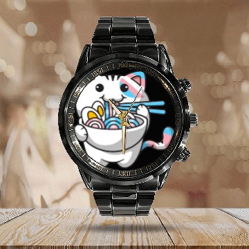 Discover Transgender Pride Kawaii Cat Ramen Noodles Trans F Calendar Steel Band Watch