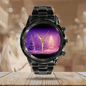 Discover Christmas 16 Calendar Steel Band Watch