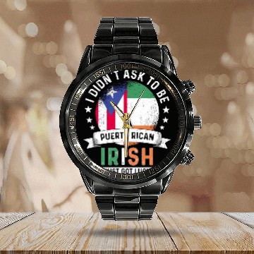 Discover Puerto Rico Flag Ireland Grown Got Lucky Calendar Steel Band Watch