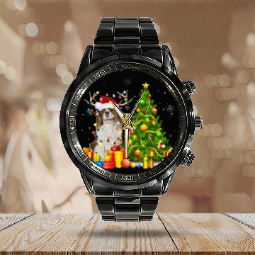 Discover Cavalier King Charles Spaniel Christmas Dog Lover Calendar Steel Band Watch
