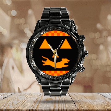 Discover Halloween Calendar Steel Band Watch, Dachshund Cute Calendar Steel Band Watch, Dachshund