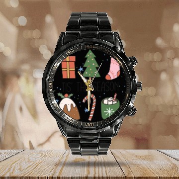 Discover Tis the Season Christmas Calendar Steel Band Watch