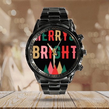 Discover Merry and Bright retro Christmas Calendar Steel Band Watch Calendar Steel Band Watch