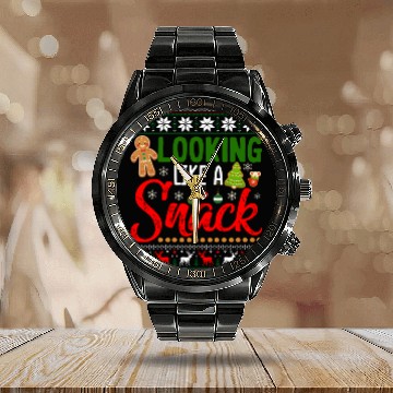 Discover Looking Like A Snack Funny Christmas Cookie Ugly Calendar Steel Band Watch