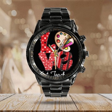 Discover LOVE Art Teacher Valentines Day Teacherlife Calendar Steel Band Watch