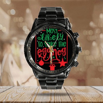 Discover Xmas Quote, Funny Christmas Quote, Santa Claus Calendar Steel Band Watch