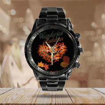 Discover A wonderful autumn design. Calendar Steel Band Watch