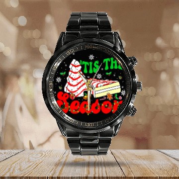 Discover Tis' The Season Christmas Tree Cakes Debbie Groovy Calendar Steel Band Watch
