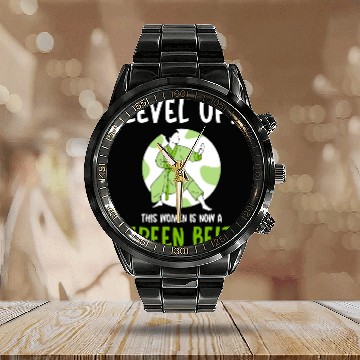 Discover Level Up! This women is now a green belt Calendar Steel Band Watch