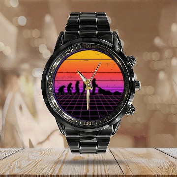 Discover Robotic Lawnmower Evolution Retro Calendar Steel Band Watch