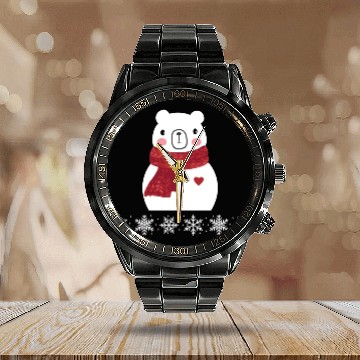 Discover Polar bear as a snowman Calendar Steel Band Watch