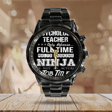 Discover Psychology Teacher Calendar Steel Band Watch - Multitasking Ninja Jo